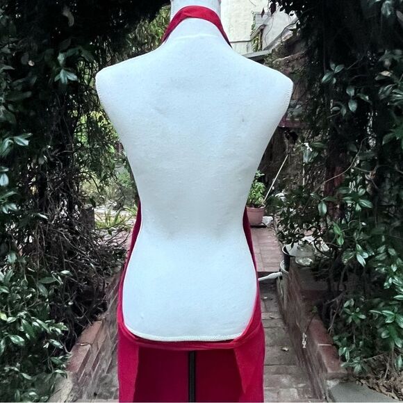 BARISTA EMBROIDERED LOGO APRON SIDE POCKET RED OS - Picture 8 of 10